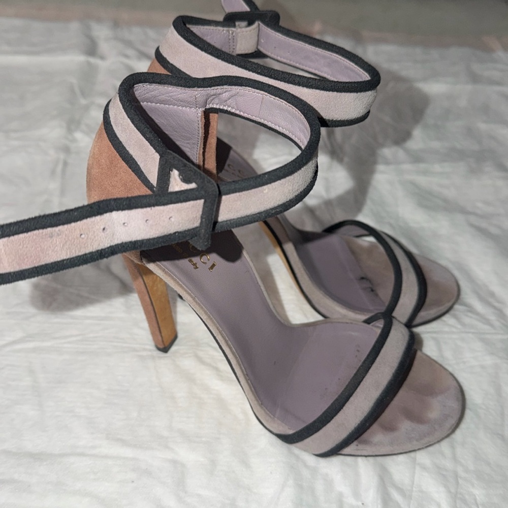 Gucci Suede Ankle Strap Sandals 36.5